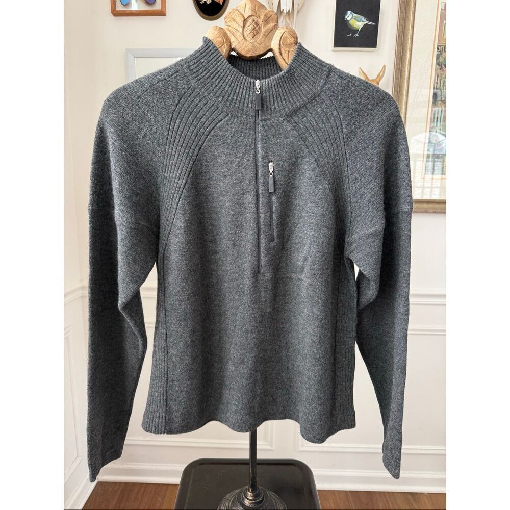 Vintage 90s Meister Grey 1/4 Zip Merino Wool Ski Sweater $200 S M
